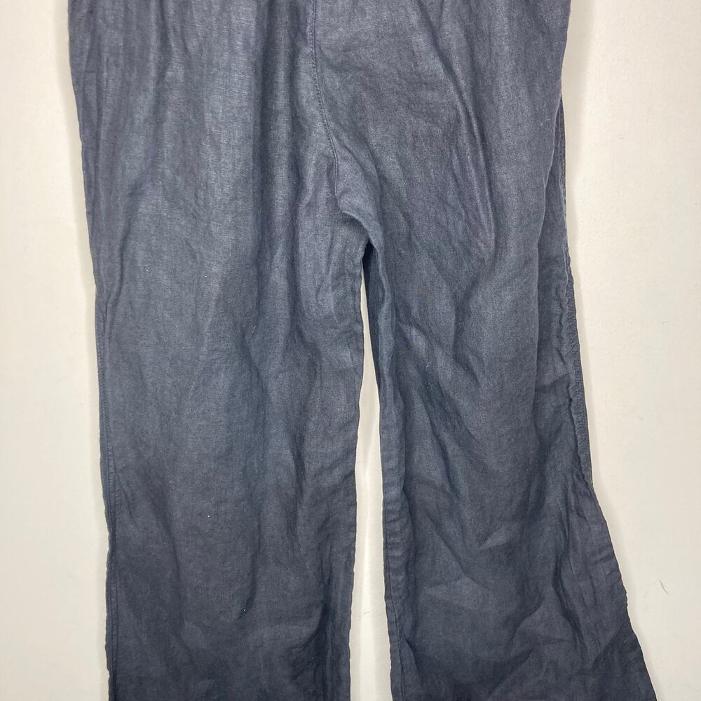 Bella Dahl Summer 100% Linen Roll Over Pants Palazzo Wide Leg Black Womens Sz M - Picture 8 of 16